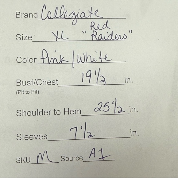 Pink Red Raiders Mesh Football Jersey XL • V-Neck Game Day Collegiate Top - Picture 8 of 8